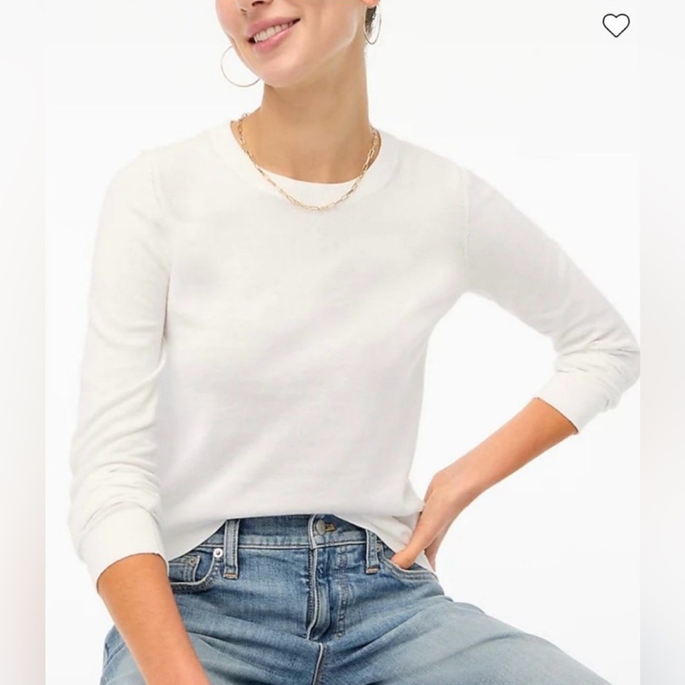 J. Crew Women’s Cotton Teddie Crewneck Sweater Ivory White Size Small